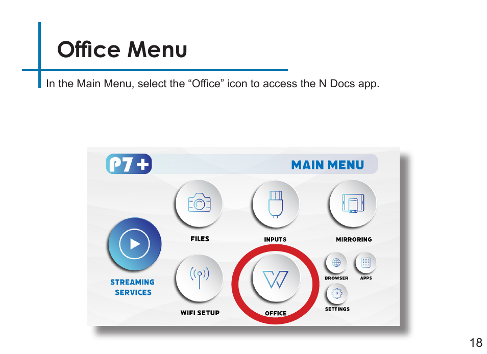 Office menu | AAXA Technologies P7+ 550-Lumen Full HD LED SmPico Projector User Manual | Page 21 / 49