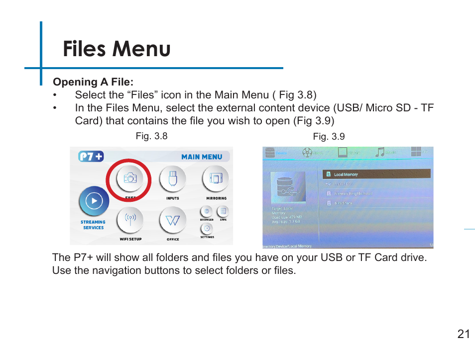 Files menu | AAXA Technologies P7+ 550-Lumen Full HD LED SmPico Projector User Manual | Page 24 / 49