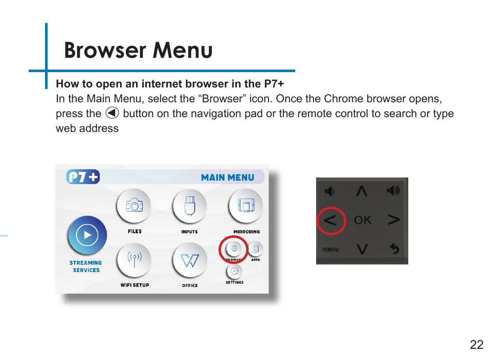 Browser menu | AAXA Technologies P7+ 550-Lumen Full HD LED SmPico Projector User Manual | Page 25 / 49