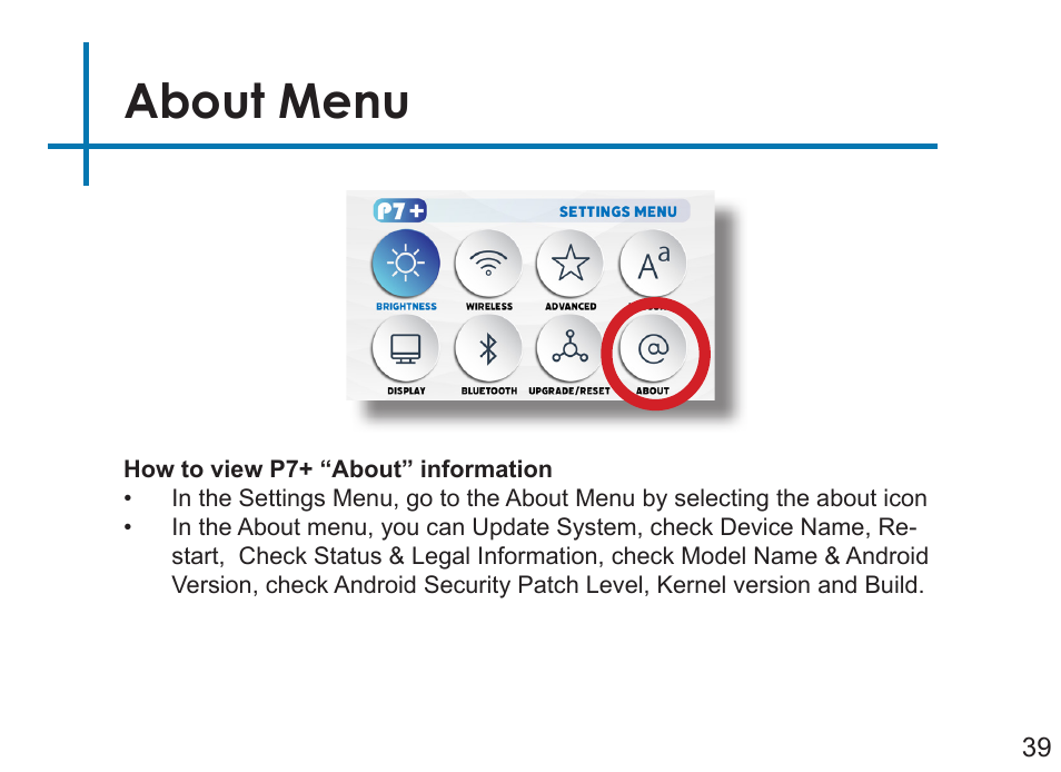 About menu | AAXA Technologies P7+ 550-Lumen Full HD LED SmPico Projector User Manual | Page 42 / 49