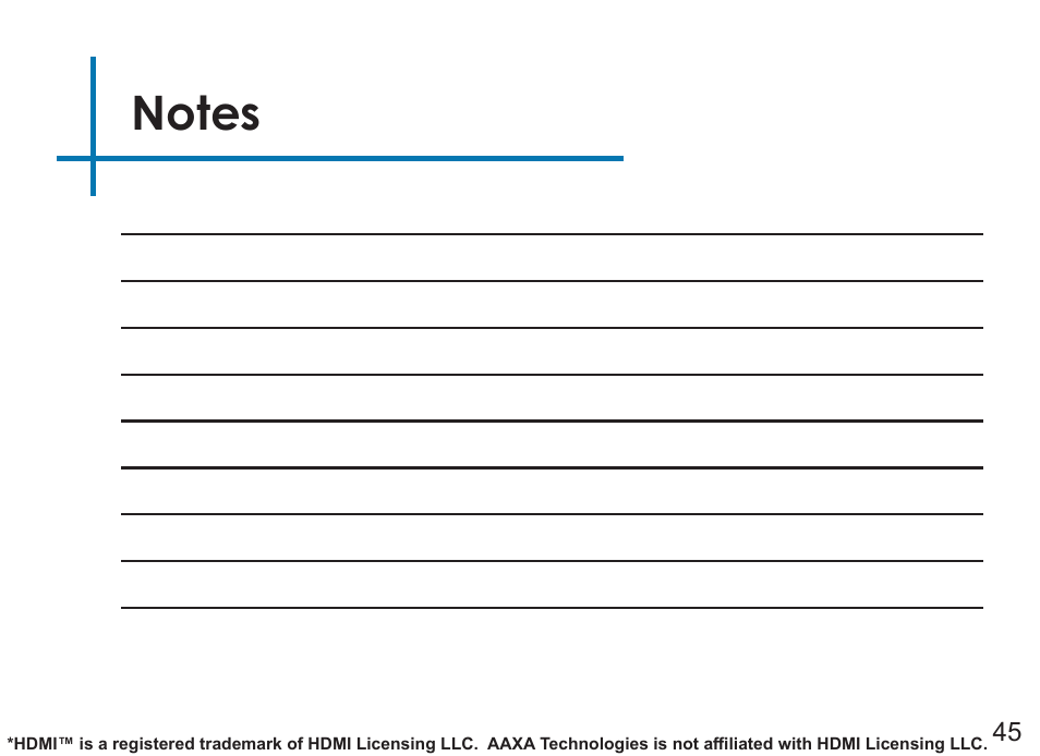 AAXA Technologies P7+ 550-Lumen Full HD LED SmPico Projector User Manual | Page 48 / 49
