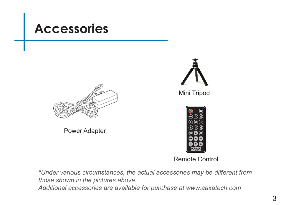 Accessories | AAXA Technologies P7+ 550-Lumen Full HD LED SmPico Projector User Manual | Page 6 / 49