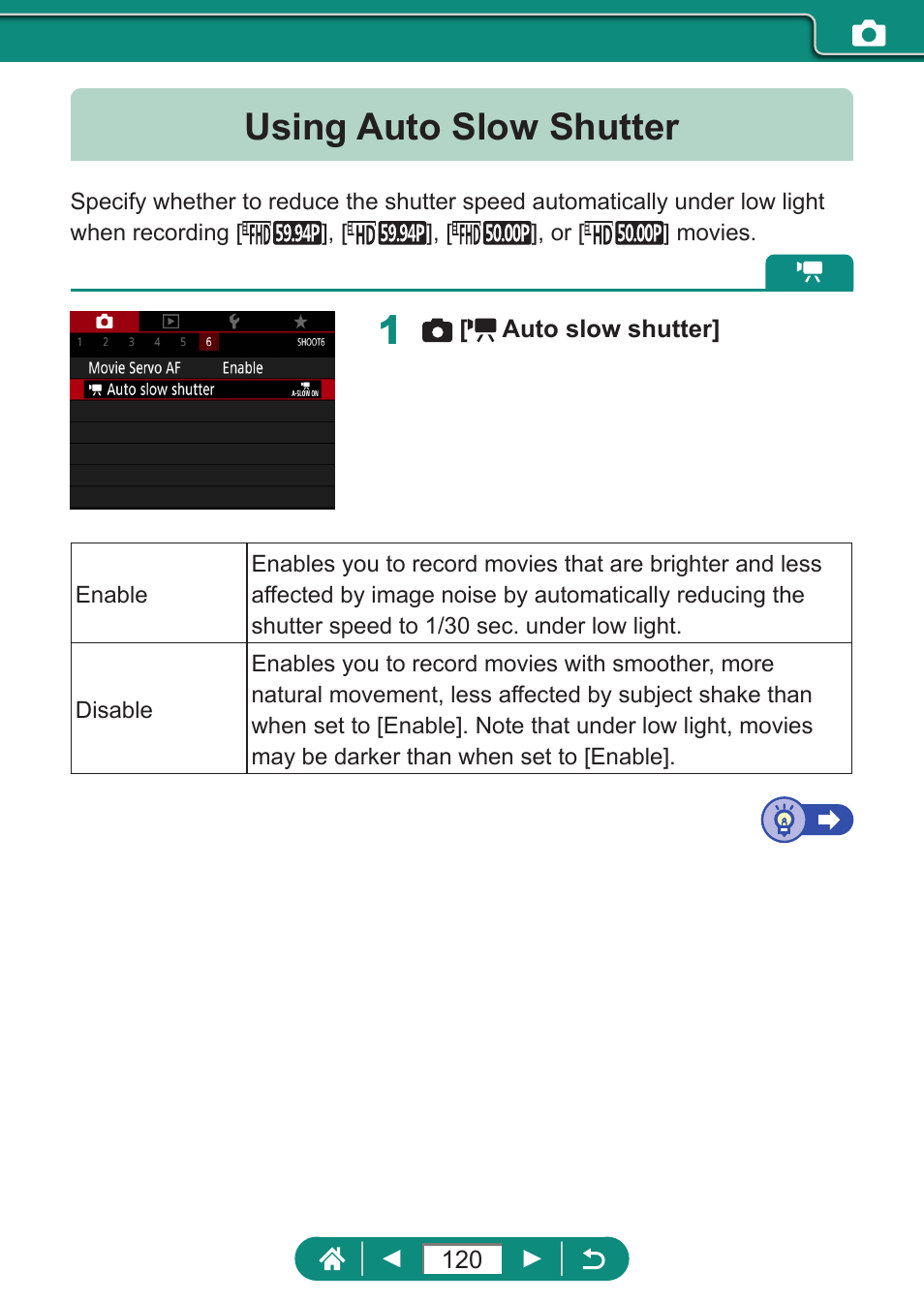 Using auto slow shutter | Canon PowerShot SX70 HS Digital Camera User Manual | Page 120 / 289