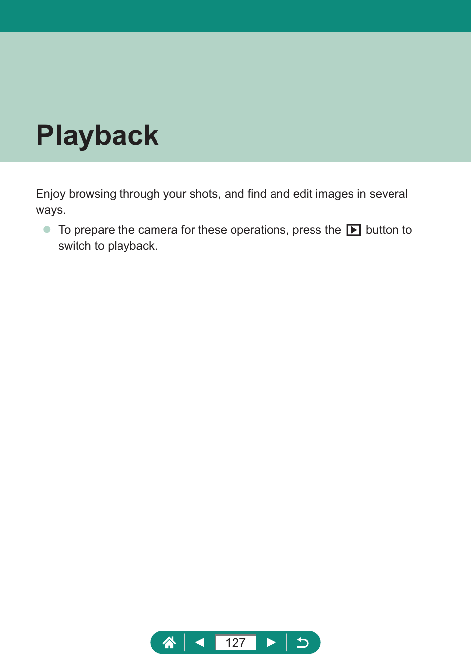 Playback | Canon PowerShot SX70 HS Digital Camera User Manual | Page 127 / 289