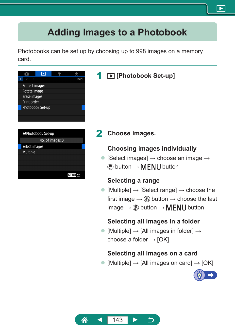 Adding images to a photobook | Canon PowerShot SX70 HS Digital Camera User Manual | Page 143 / 289