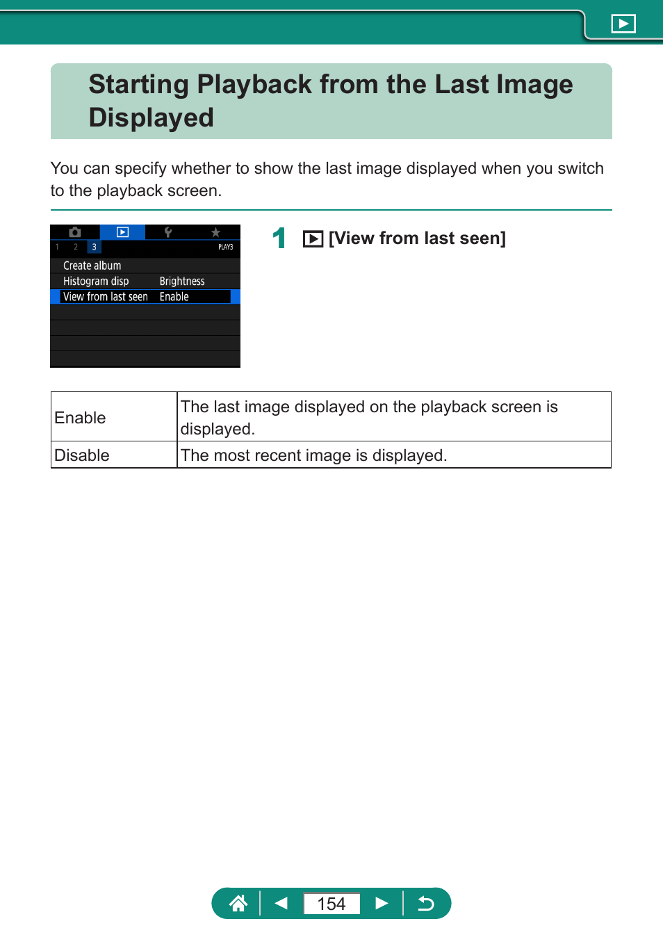 Starting playback from the last image displayed | Canon PowerShot SX70 HS Digital Camera User Manual | Page 154 / 289