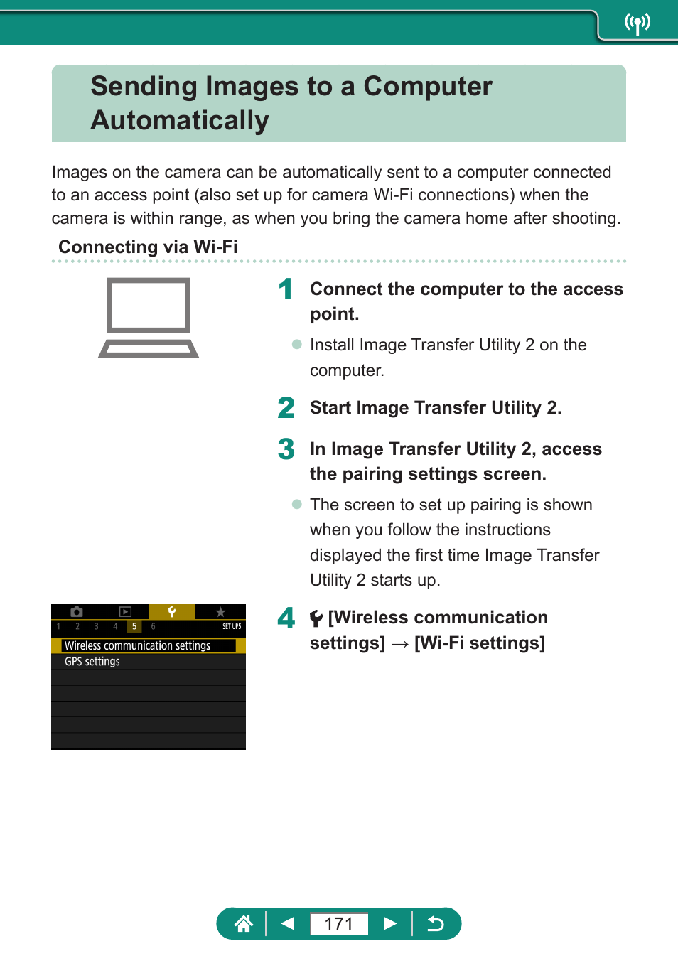 Sending images to a computer automatically | Canon PowerShot SX70 HS Digital Camera User Manual | Page 171 / 289