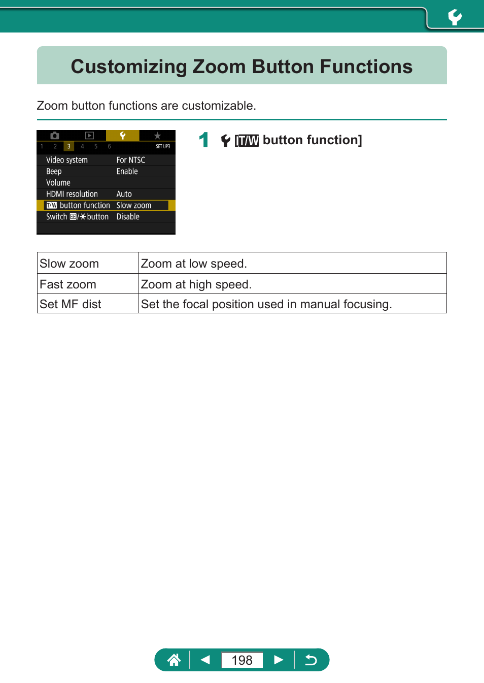 Customizing zoom button functions | Canon PowerShot SX70 HS Digital Camera User Manual | Page 198 / 289