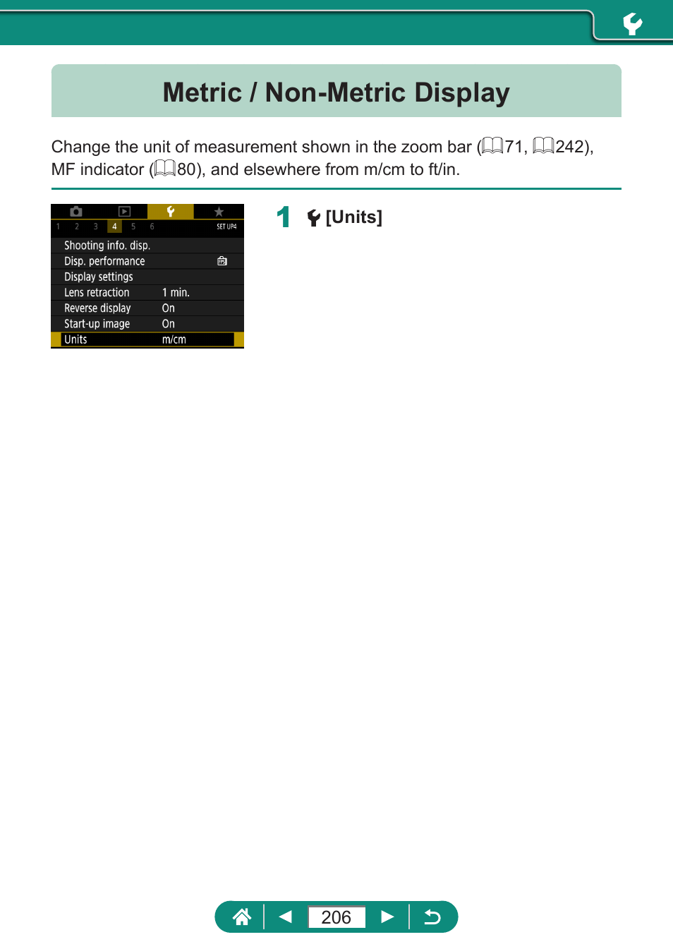 Metric / non-metric display | Canon PowerShot SX70 HS Digital Camera User Manual | Page 206 / 289