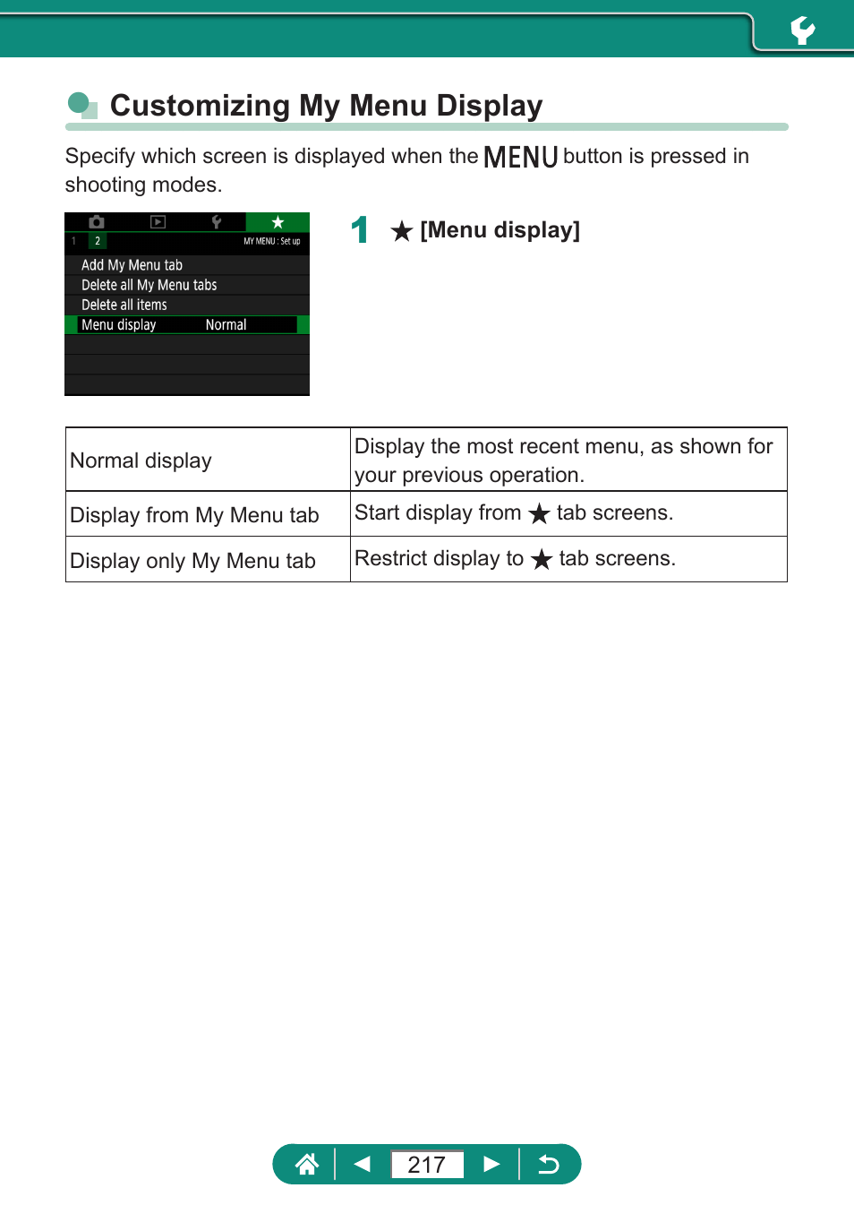 Customizing my menu display | Canon PowerShot SX70 HS Digital Camera User Manual | Page 217 / 289