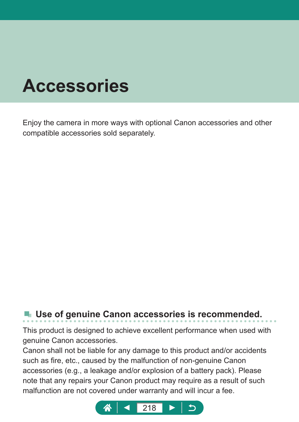 Accessories | Canon PowerShot SX70 HS Digital Camera User Manual | Page 218 / 289
