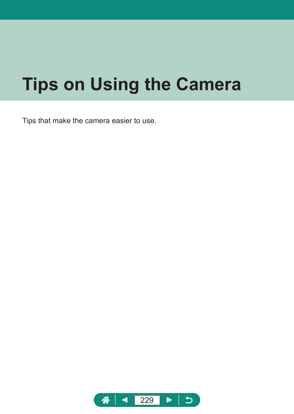 Tips on using the camera | Canon PowerShot SX70 HS Digital Camera User Manual | Page 229 / 289