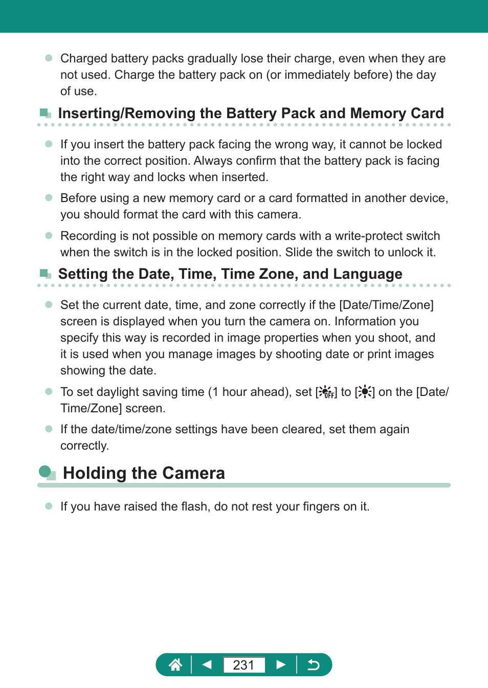 Holding the camera | Canon PowerShot SX70 HS Digital Camera User Manual | Page 231 / 289