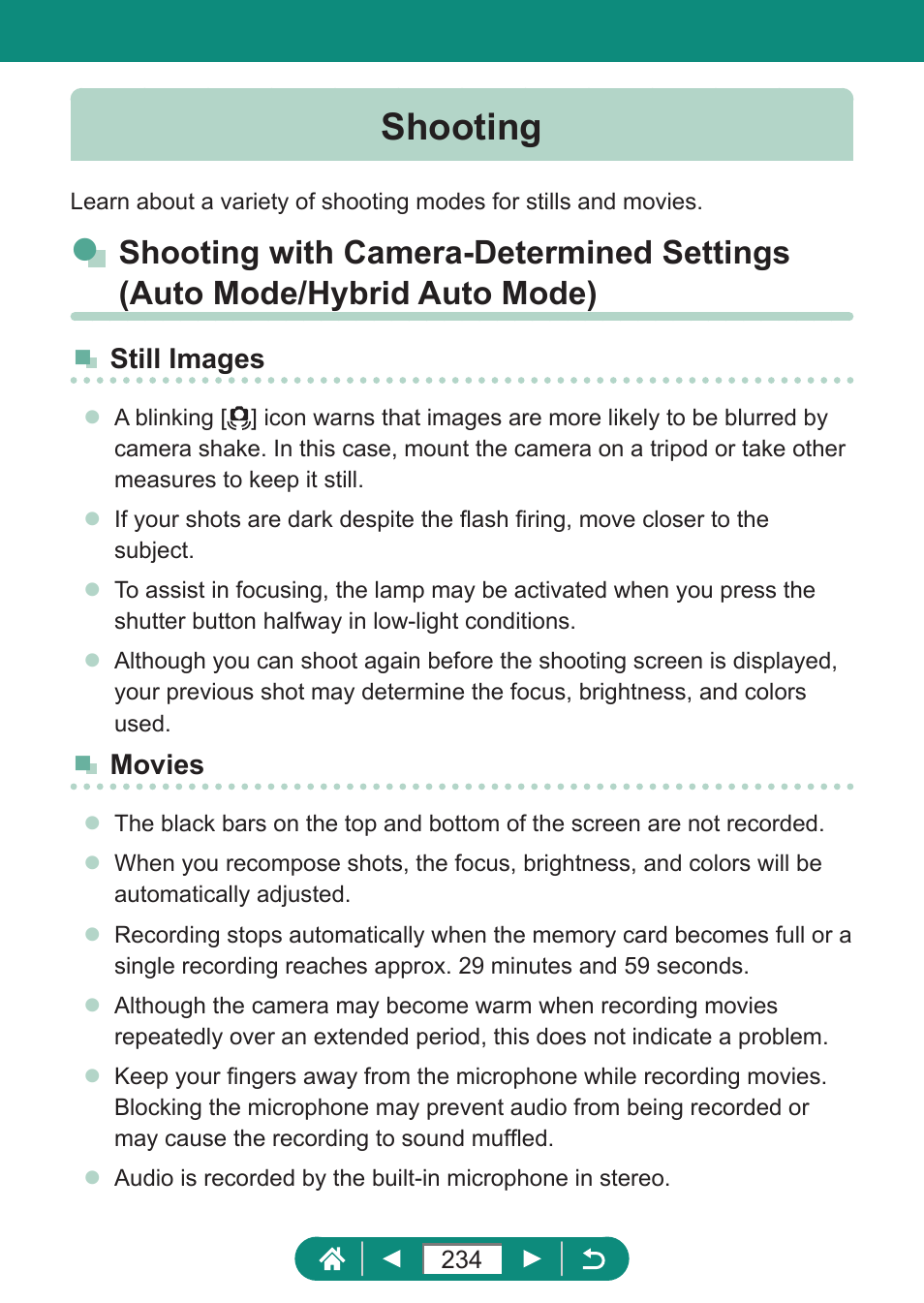 Shooting | Canon PowerShot SX70 HS Digital Camera User Manual | Page 234 / 289