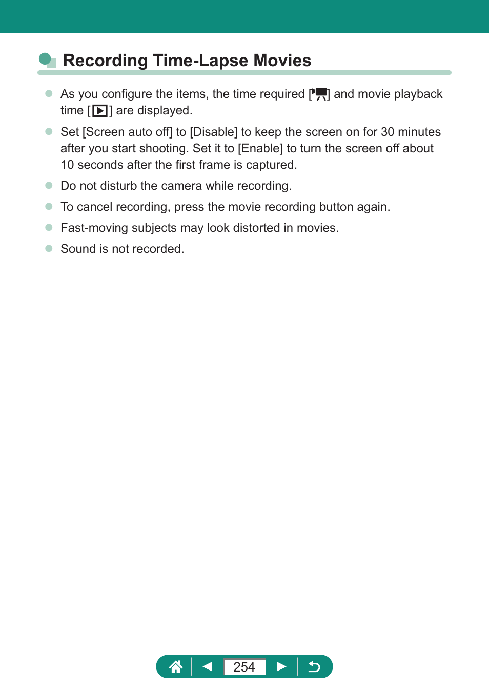 Recording time-lapse movies | Canon PowerShot SX70 HS Digital Camera User Manual | Page 254 / 289