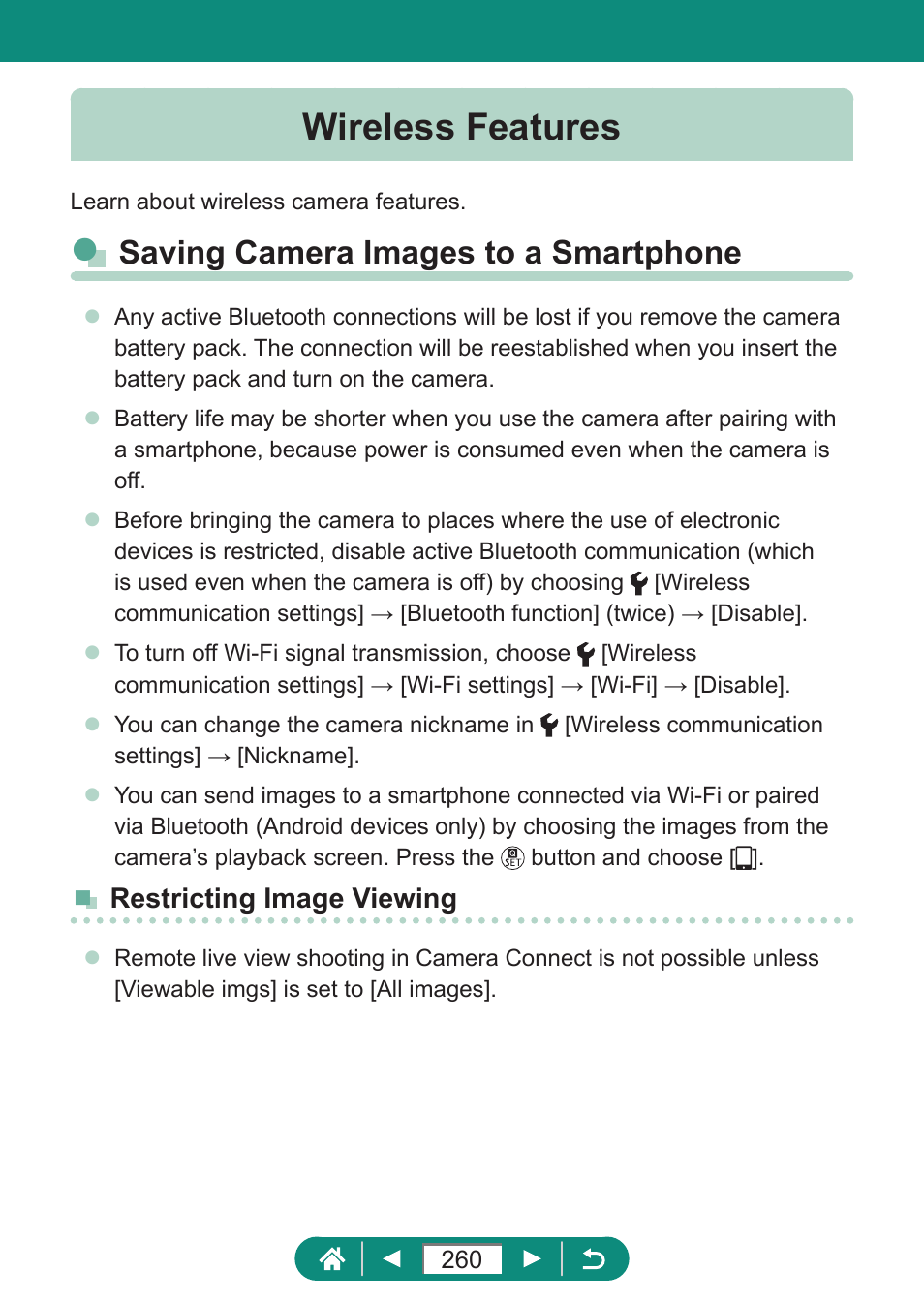 Wireless features, Saving camera images to a smartphone | Canon PowerShot SX70 HS Digital Camera User Manual | Page 260 / 289