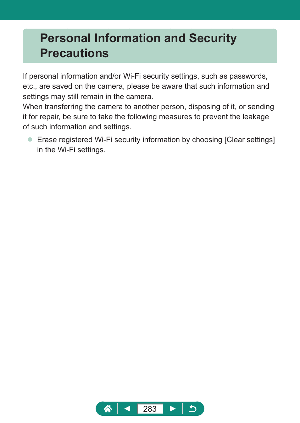 Personal information and security precautions | Canon PowerShot SX70 HS Digital Camera User Manual | Page 283 / 289