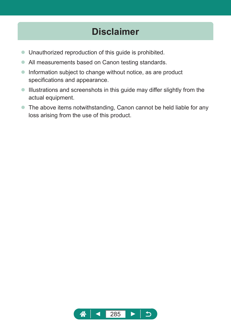 Disclaimer | Canon PowerShot SX70 HS Digital Camera User Manual | Page 285 / 289