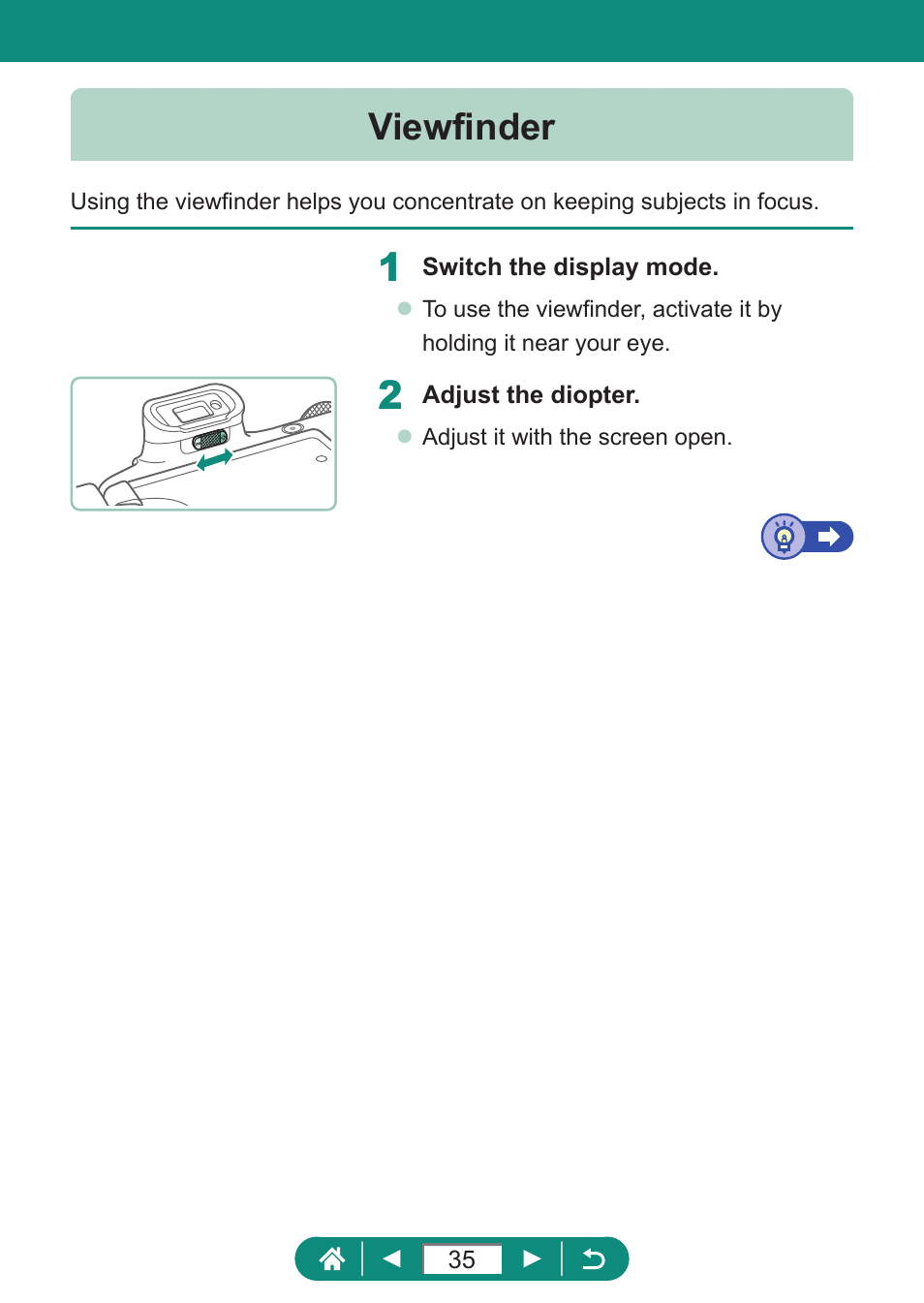 Viewfinder | Canon PowerShot SX70 HS Digital Camera User Manual | Page 35 / 289