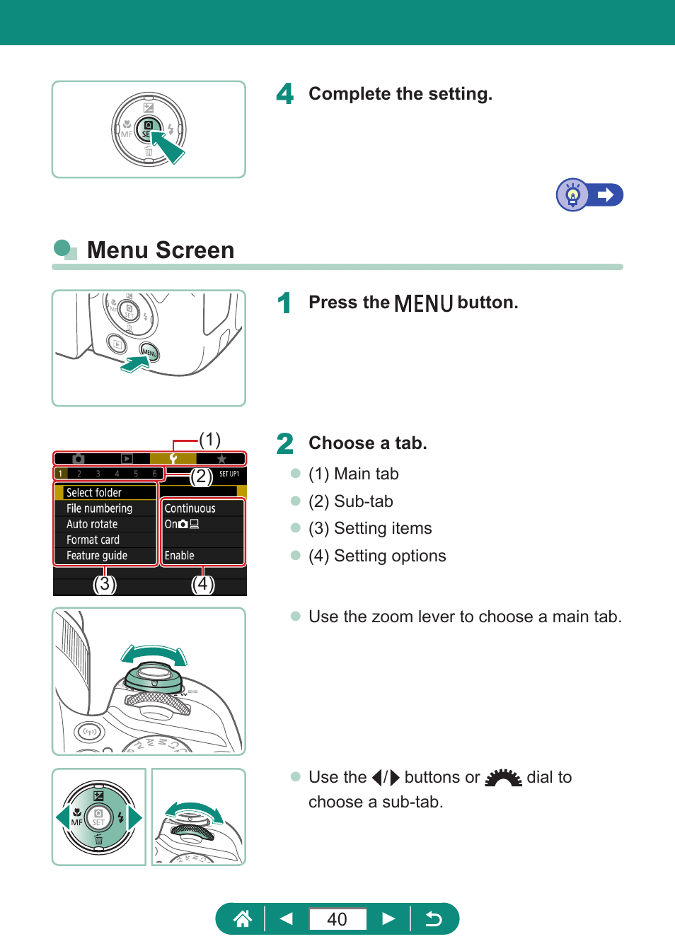 Menu screen | Canon PowerShot SX70 HS Digital Camera User Manual | Page 40 / 289