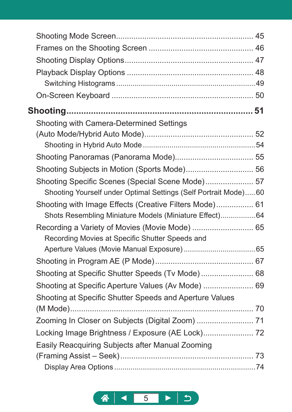 Shooting | Canon PowerShot SX70 HS Digital Camera User Manual | Page 5 / 289