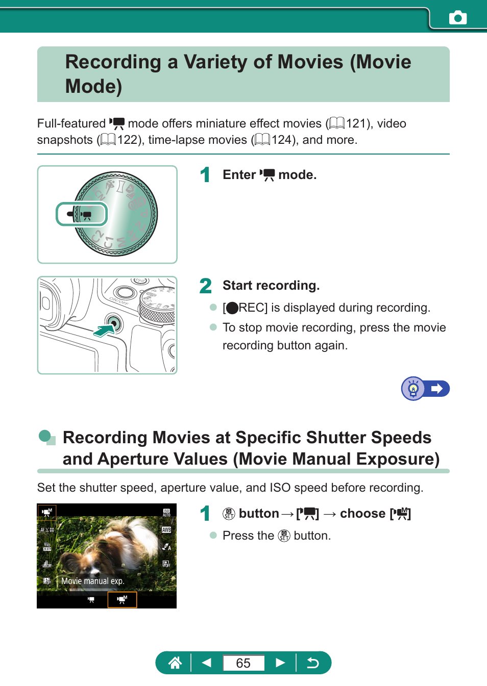 Recording a variety of movies (movie mode) | Canon PowerShot SX70 HS Digital Camera User Manual | Page 65 / 289