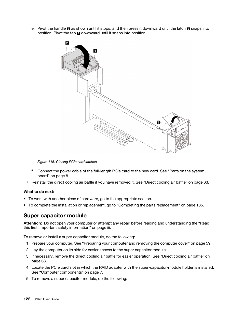 Super capacitor module | Lenovo ThinkStation P920 Tower Workstation User Manual | Page 134 / 174