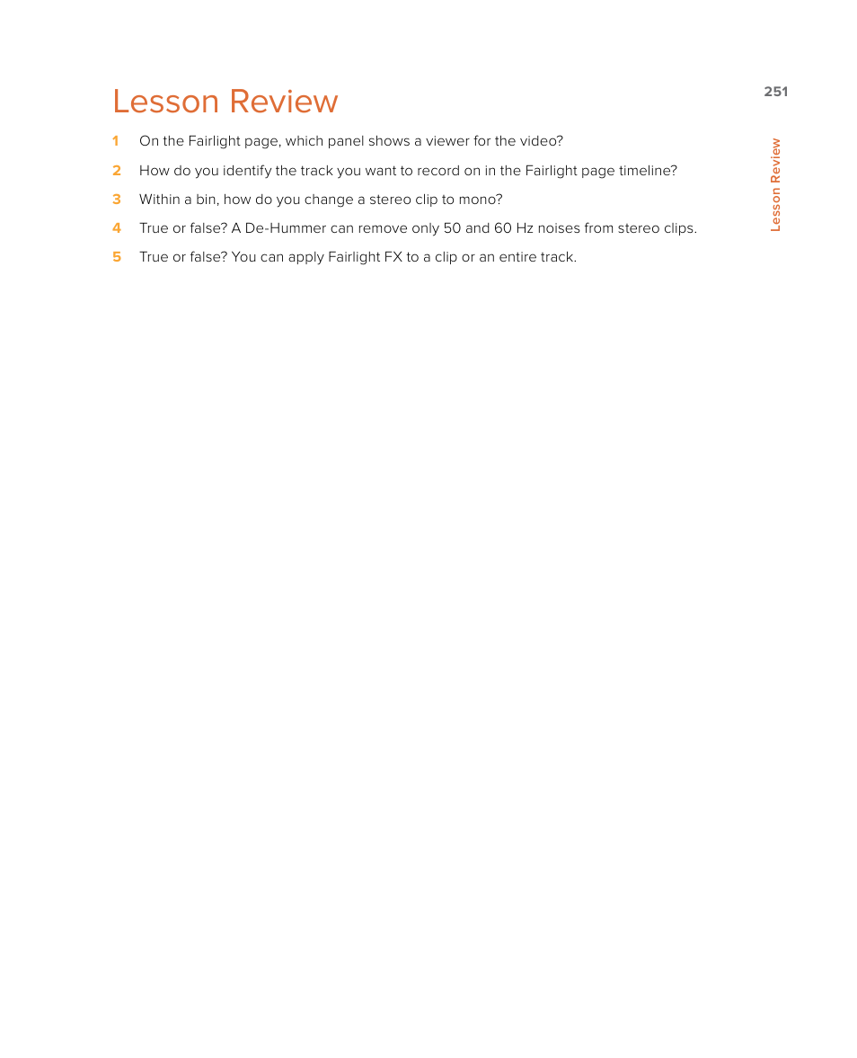Lesson review | Blackmagic Design DaVinci Resolve Studio (Dongle) User Manual | Page 266 / 444