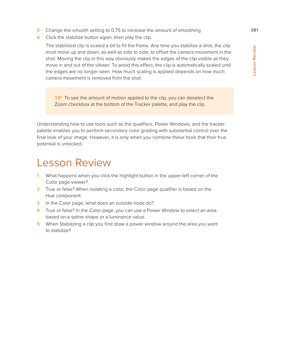 Lesson review | Blackmagic Design DaVinci Resolve Studio (Dongle) User Manual | Page 396 / 444