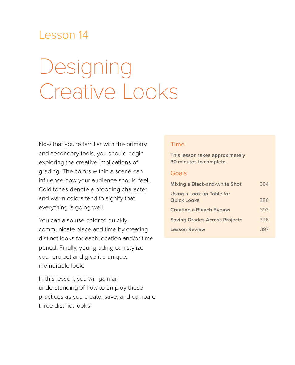 Designing creative looks, Lesson 14 | Blackmagic Design DaVinci Resolve Studio (Dongle) User Manual | Page 398 / 444
