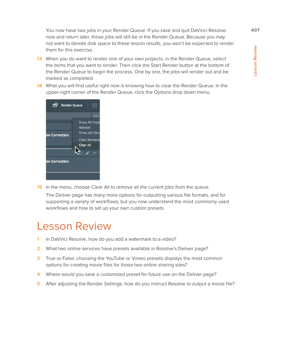 Lesson review | Blackmagic Design DaVinci Resolve Studio (Dongle) User Manual | Page 422 / 444