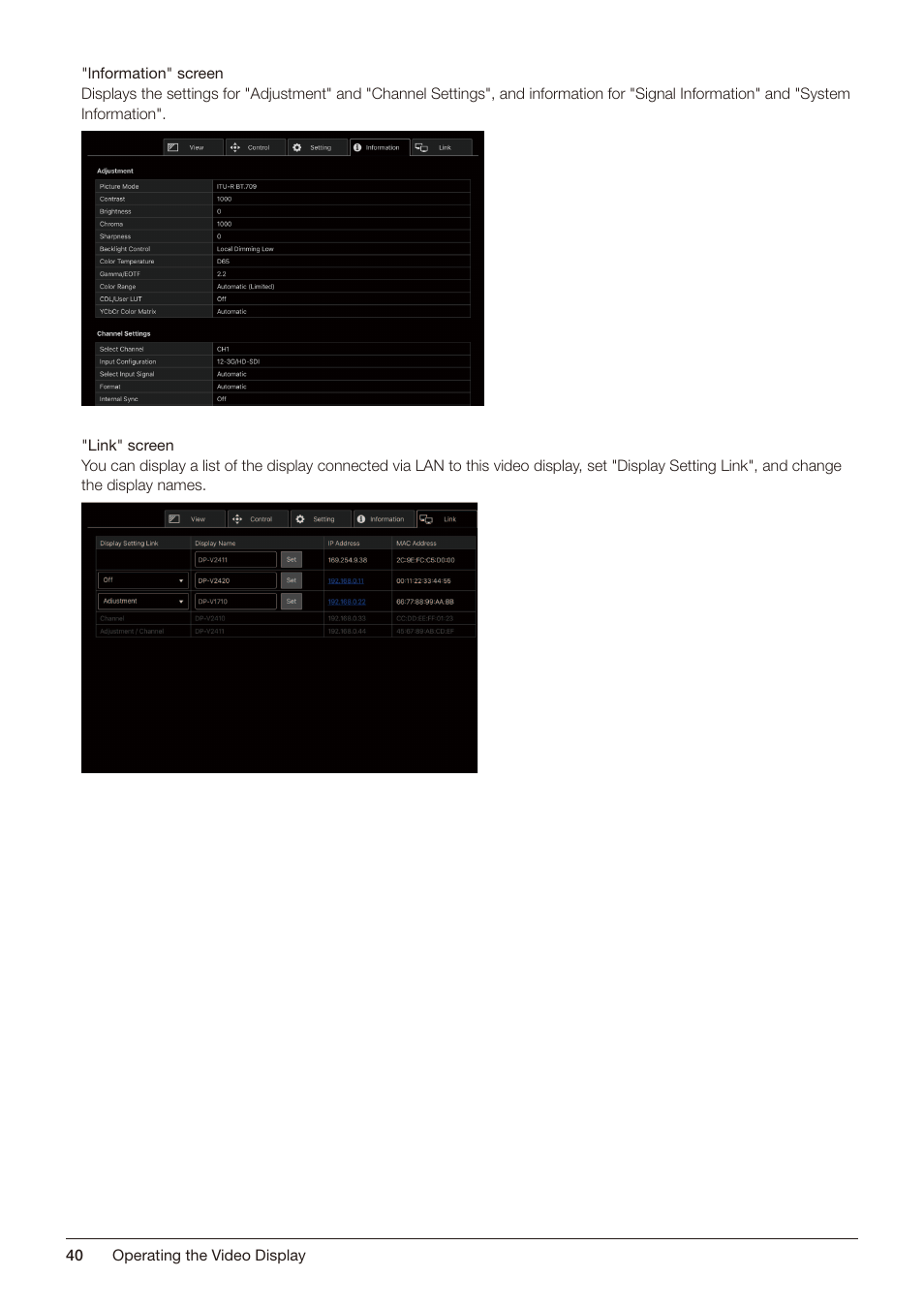 Canon DP-V2421 4K Reference Display User Manual | Page 40 / 147