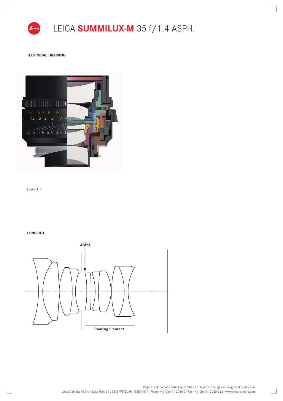 Leica summilux-m 35 f/1.4 asph | LEICA Summilux-M 35mm f/1.4 ASPH. Lens (Black, 2022 Version) User Manual | Page 2 / 4