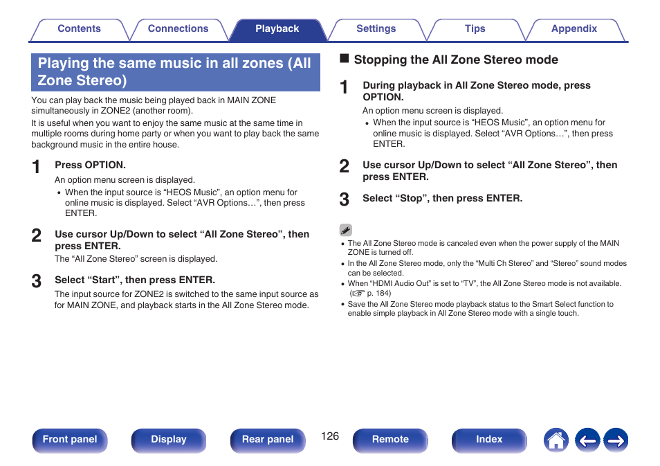 Multi-room audio, P. 126) | Marantz CINEMA 50 9.4-Channel Network A/V Receiver (Black) User Manual | Page 126 / 326