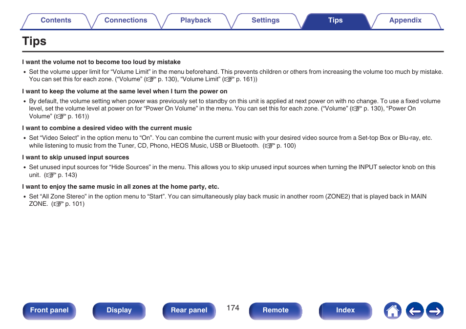 Tips | Marantz Stereo 70S 2.1-Channel Network A/V Receiver User Manual | Page 174 / 218