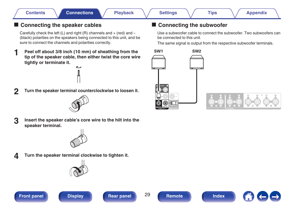 Connecting the subwoofer, P. 29) | Marantz Stereo 70S 2.1-Channel Network A/V Receiver User Manual | Page 29 / 218