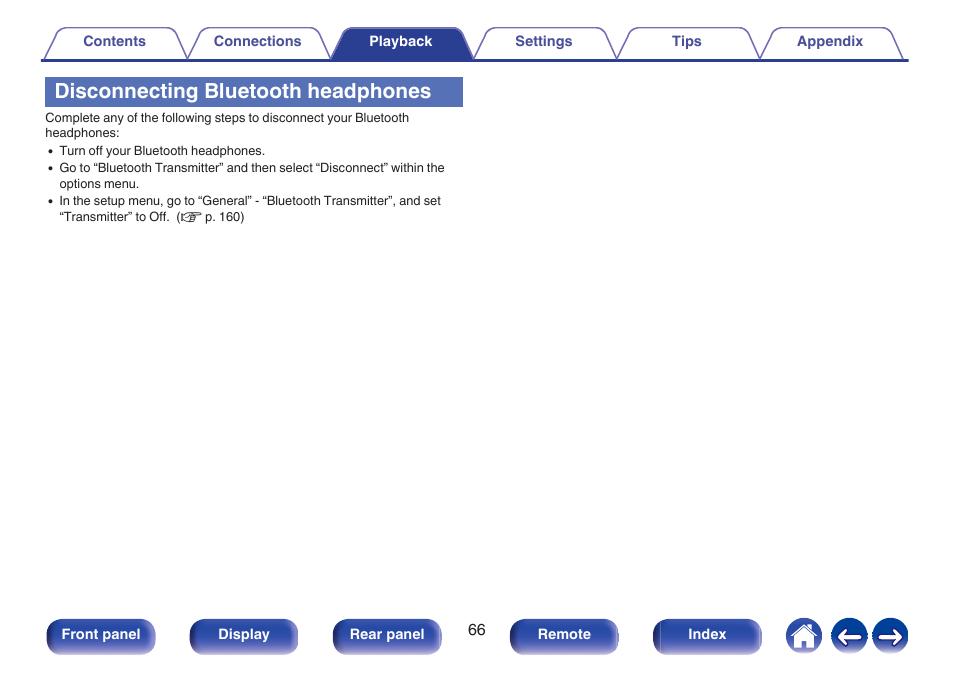 Disconnecting bluetooth headphones | Marantz Stereo 70S 2.1-Channel Network A/V Receiver User Manual | Page 66 / 218