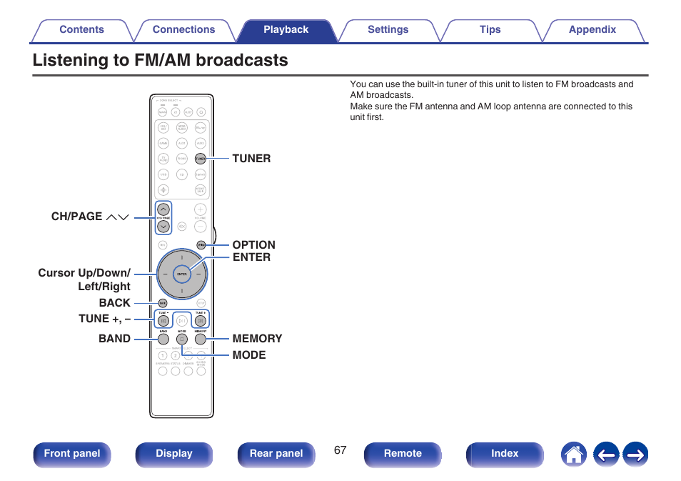 Listening to fm/am broadcasts, P. 67)) | Marantz Stereo 70S 2.1-Channel Network A/V Receiver User Manual | Page 67 / 218