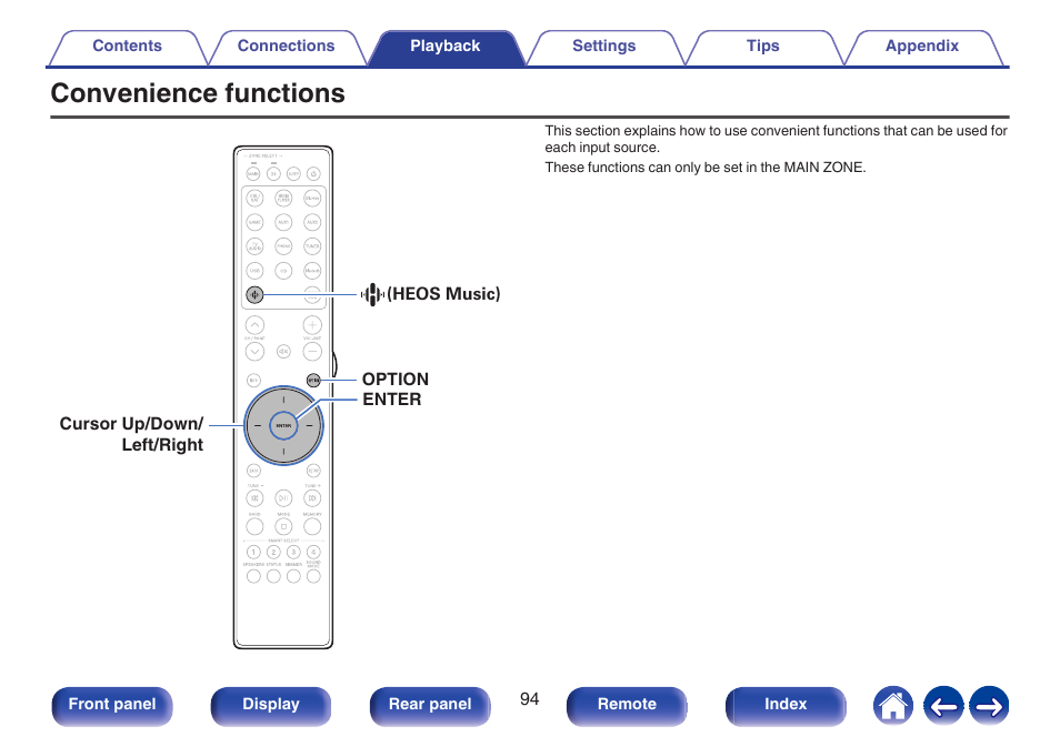 Convenience functions | Marantz Stereo 70S 2.1-Channel Network A/V Receiver User Manual | Page 94 / 218