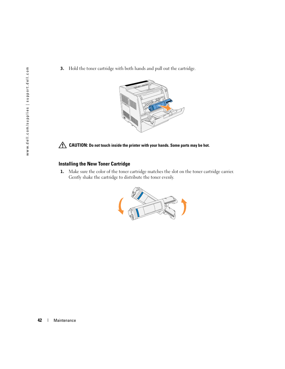 Installing the new toner cartridge | Dell 3000CN User Manual | Page 42 / 82