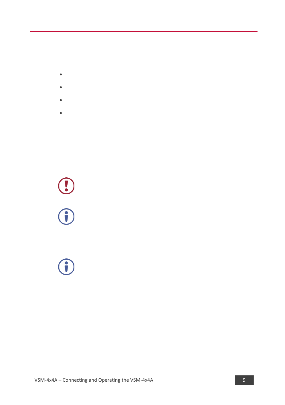 5 connecting and operating the vsm-4x4a, Connecting and operating the vsm-4x4a, 5connecting and operating the vsm-4x4a | Kramer 4 x 4 Seamless AV Matrix Switcher/Multi-Scaler User Manual | Page 16 / 117