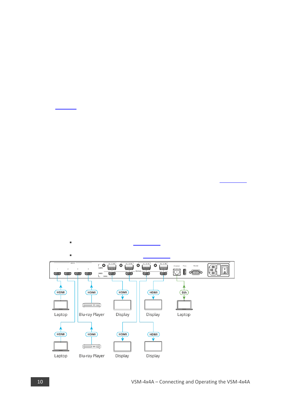 1 matrix mode, 1 connecting the vsm-4x4a in matrix mode, Matrix mode | N 5.1 | Kramer 4 x 4 Seamless AV Matrix Switcher/Multi-Scaler User Manual | Page 17 / 117