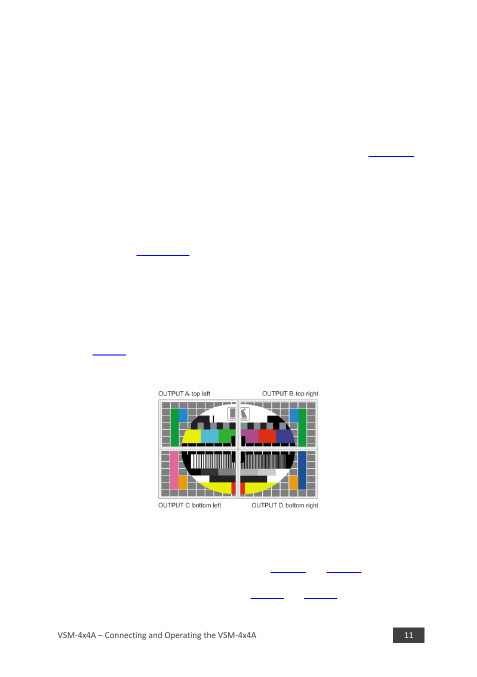 2 operating the vsm-4x4a in matrix mode, 2 video wall mode, 1 connecting the vsm-4x4a in video wall mode | Video wall mode, Figure 4: vsm-4x4a video wall operation mode, N 5.2 | Kramer 4 x 4 Seamless AV Matrix Switcher/Multi-Scaler User Manual | Page 18 / 117