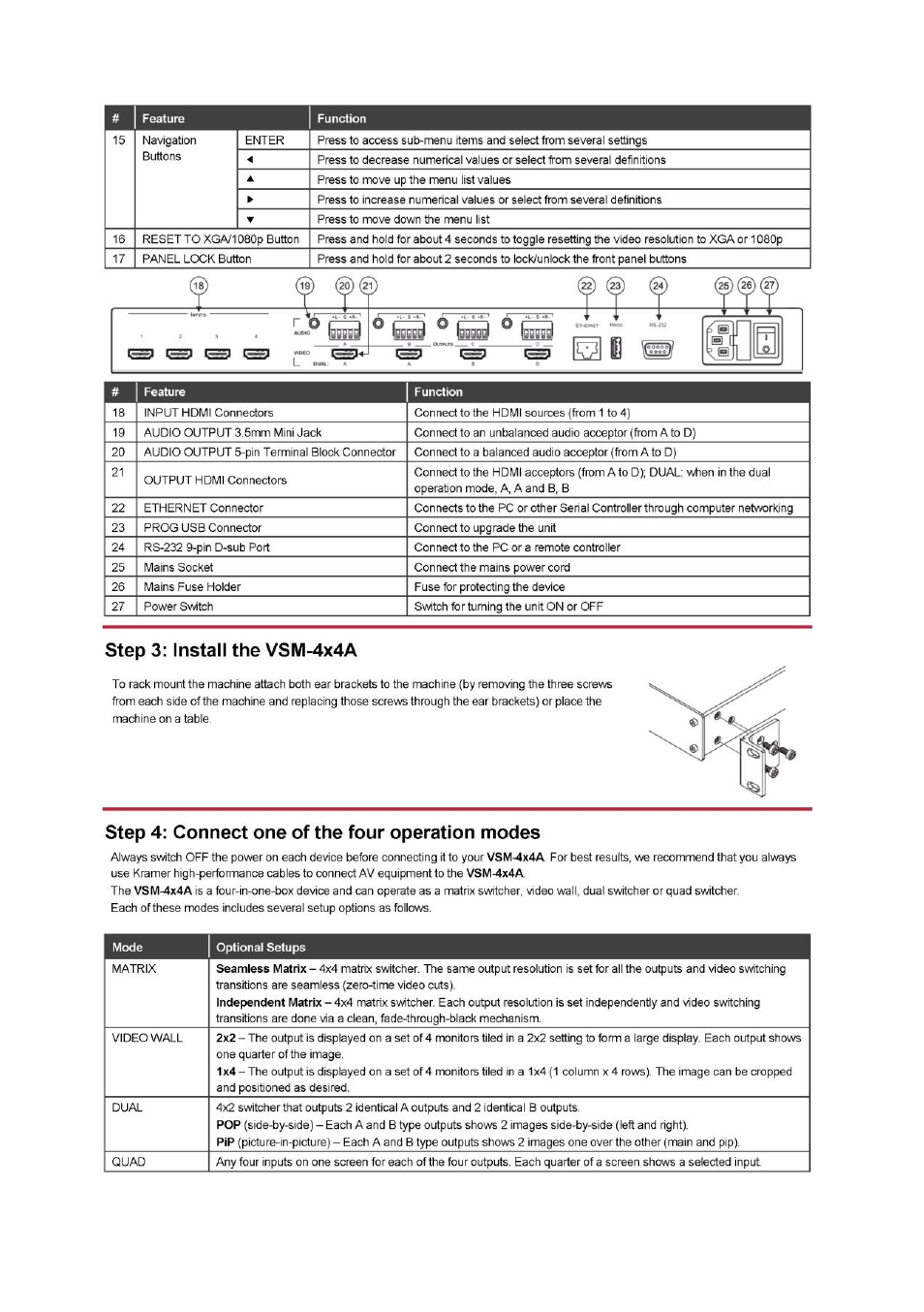 Kramer 4 x 4 Seamless AV Matrix Switcher/Multi-Scaler User Manual | Page 3 / 117