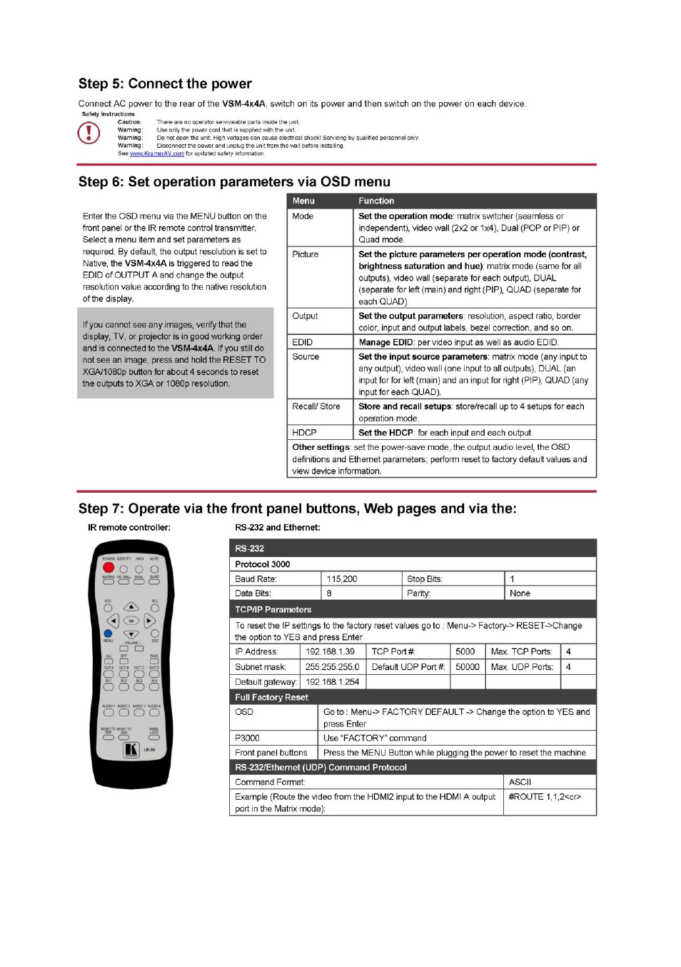 Kramer 4 x 4 Seamless AV Matrix Switcher/Multi-Scaler User Manual | Page 5 / 117