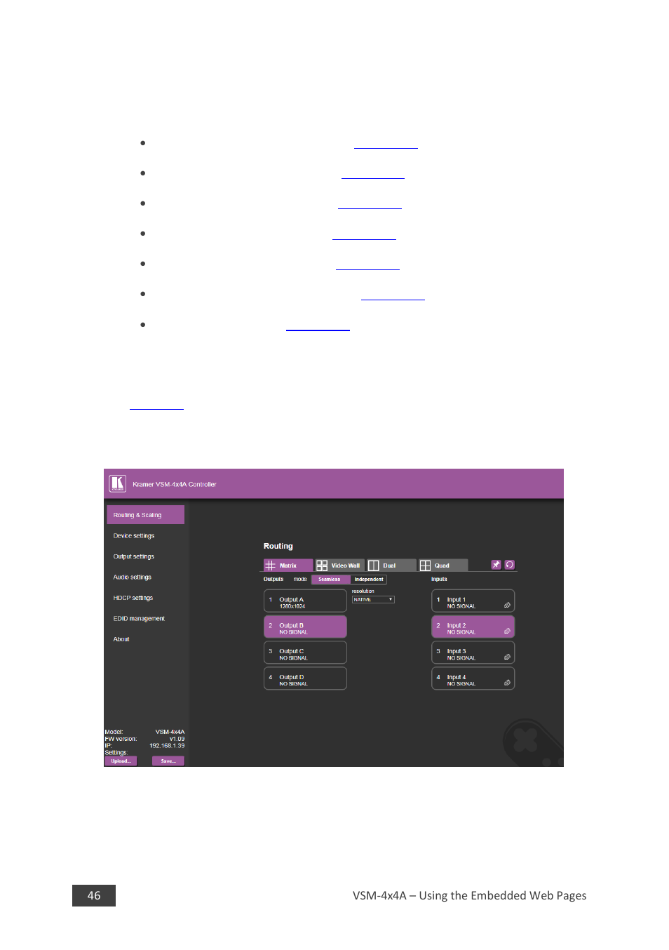 Figure 20, 2 routing & scaling page | Kramer 4 x 4 Seamless AV Matrix Switcher/Multi-Scaler User Manual | Page 53 / 117