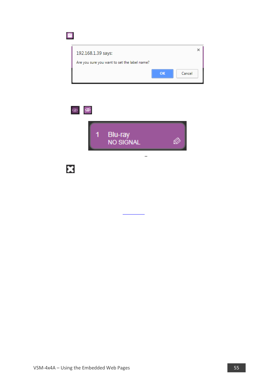 Figure 35: the matrix tab, Viewing the label, Ion 8.3 | 3 device settings page | Kramer 4 x 4 Seamless AV Matrix Switcher/Multi-Scaler User Manual | Page 62 / 117