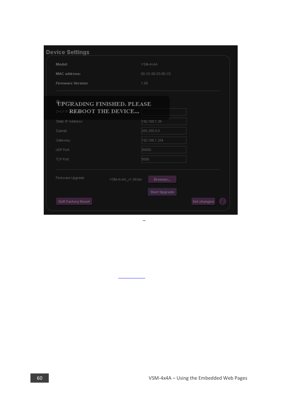 Firmware upgrade complete | Kramer 4 x 4 Seamless AV Matrix Switcher/Multi-Scaler User Manual | Page 67 / 117