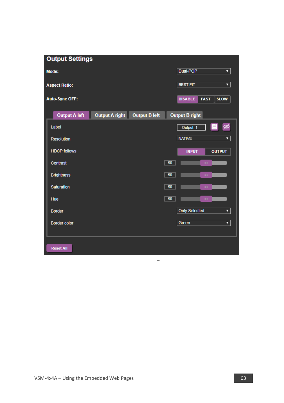 Dual-pop mode | Kramer 4 x 4 Seamless AV Matrix Switcher/Multi-Scaler User Manual | Page 70 / 117