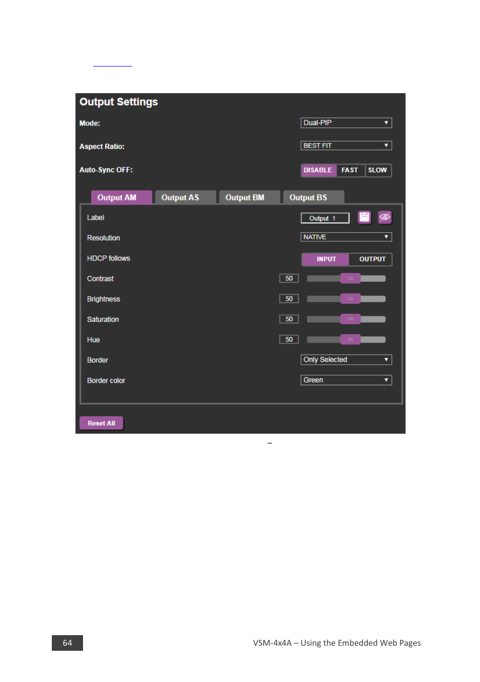 Dual pip mode | Kramer 4 x 4 Seamless AV Matrix Switcher/Multi-Scaler User Manual | Page 71 / 117